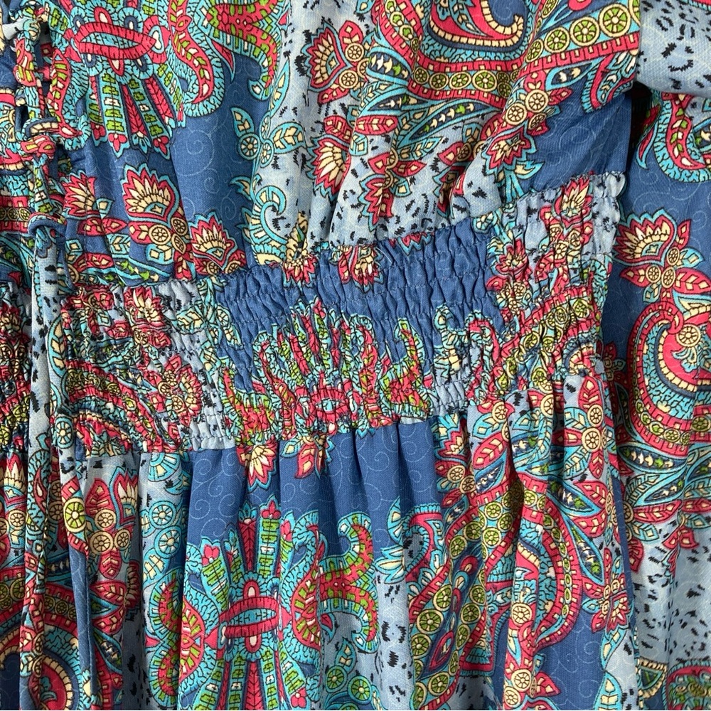 Anthropologie boemo Kimono Maxi Dress Womens Sz L Paisley Caftan - Picture 7 of 16